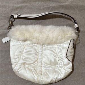 Coach White Fur-Trimmed Women's Bag
